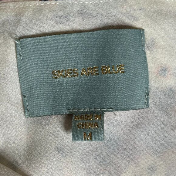 Skies Are Blue Floral Slip Dress Medium White Navy Lace Hem Adjustable Straps - Picture 7 of 7